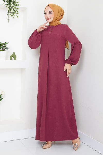 MRV H.B.S. - Manşeti Lastikli Elbise 2400HBS932-M Bordo