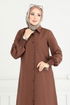 Manşeti Lastikli Tesettür Tunik 282ASN888-MS Kahve - Thumbnail