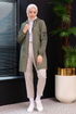 Mit Reißverschluss Cardigan Offen Khaki TFS3556 - Thumbnail