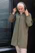 Mit Reißverschluss Cardigan Offen Khaki TFS3556 - Thumbnail