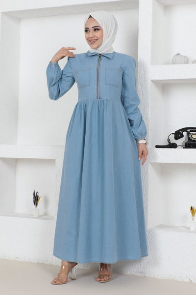 Modamihram - Mobile Detail Jeans Kleid Offen Jeans MIH19118