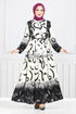 Moitié Boutonné À Motifs Robe 0208ASN936-M Noir - Thumbnail