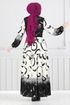 Moitié Boutonné À Motifs Robe 0208ASN936-M Noir - Thumbnail