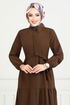 Moitié Boutonné Téricotone Robe 400ART1044-L Café - Thumbnail