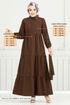 Moitié Boutonné Téricotone Robe 400ART1044-L Café - Thumbnail