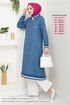 Moitié Fermeture à Glissière Linge Équipe Numéro d'article 1724SVL982-M Indigo & Écru - Thumbnail
