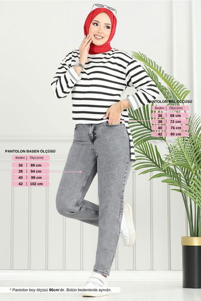 MRV D.R.N. - Mom Kadın Pantolon 4607DRN1148-M Yıkamalı Antrasit - 357517