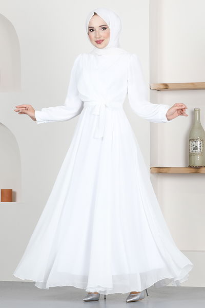 END - Mousseline Robe de soirée FIN5525 Blanc