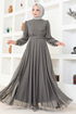 Mousseline Robe de soirée FIN5525 Gris - Thumbnail