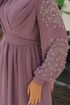 Mousseline Robe de soirée LPN4192 Lilas - Thumbnail