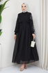 Mousseline Robe de soirée LPN4192 Noir - Thumbnail