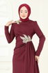 Nakış Detay Abiye Elbise ASM2810-MS Bordo - Thumbnail