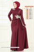 Nakış Detay Abiye Elbise ASM2810-MS Bordo - Thumbnail