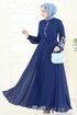 Nakış İşlemeli Şifon Elbise 8022AB368-MS Laci - Thumbnail