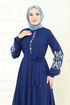 Nakış İşlemeli Şifon Elbise 8022AB368-MS Laci - Thumbnail