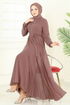 Nakış İşlemeli Şifon Elbise 8022AB368-MS Pudra Vizyon - Thumbnail