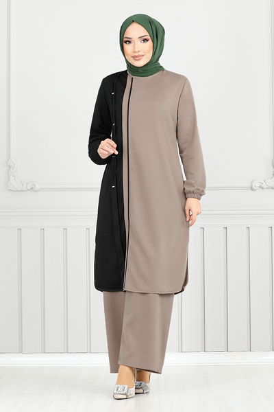 MRV P.L. - Nervür Detay Tesettür Takım 9118PL940-M Koyu Vizyon