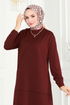 Nervür Detaylı Tesettür Tunik 2673AYD574-MS Bordo - Thumbnail