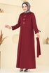 Önden Çıtçıtlı Tesettür Elbise 416DVL817-MS Bordo - Thumbnail