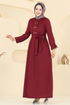 Önden Çıtçıtlı Tesettür Elbise 416DVL817-MS Bordo - Thumbnail