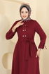 Önden Çıtçıtlı Tesettür Elbise 416DVL817-MS Bordo - Thumbnail