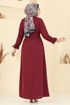 Önden Çıtçıtlı Tesettür Elbise 416DVL817-MS Bordo - Thumbnail