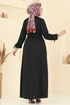 Önden Çıtçıtlı Tesettür Elbise 416DVL817-MS Siyah - Thumbnail