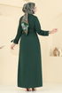 Önden Çıtçıtlı Tesettür Elbise 416DVL817-MS Zümrüt - Thumbnail