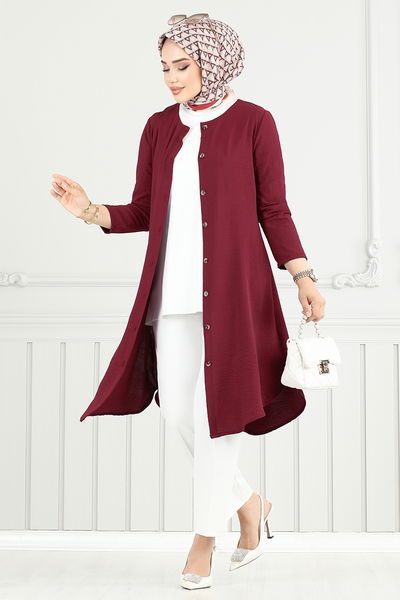 MRV B.M. - Önden Düğmeli Aerobin Tunik 2034BM1076-M Bordo