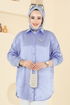 Önden Düğmeli Saten Gömlek 5296NFC1010-MS Bebe Mavisi - Thumbnail