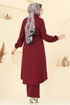 Önden Düğmeli Sofia Takım 2674SL432-MS Bordo - Thumbnail
