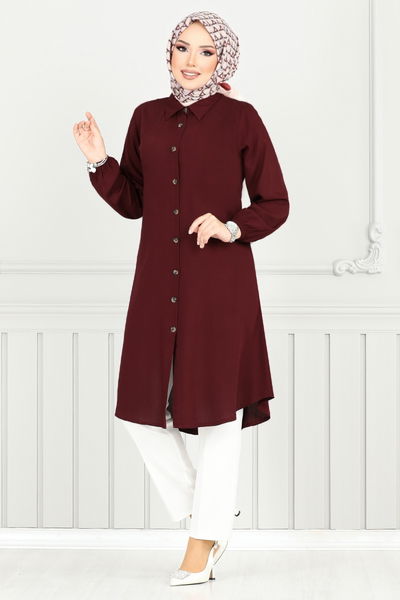 MRV B.G.S. - Önden Düğmeli Tunik 0171BGS895-M Bordo