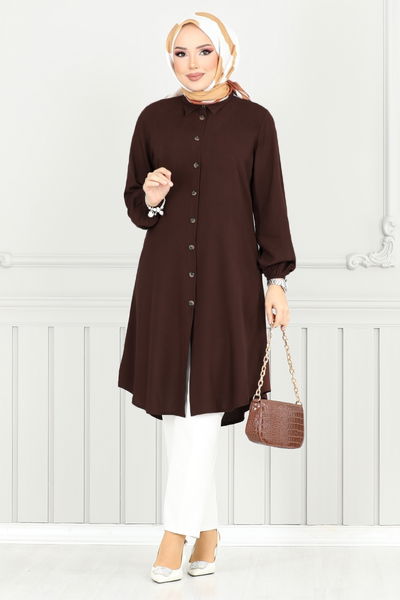 MRV B.G.S. - Önden Düğmeli Tunik 0171BGS895-M Kahve