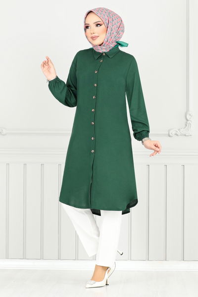 MRV B.G.S. - Önden Düğmeli Tunik 0171BGS895-M Zümrüt