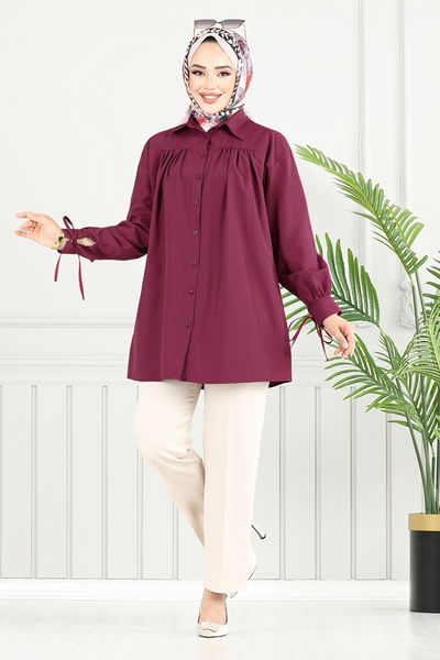 MRV P.M. - Önden Düğmeli Tunik 4101PM1063-M Bordo