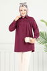 Önden Düğmeli Tunik 4101PM1063-M Bordo - Thumbnail