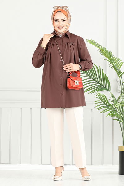 MRV P.M. - Önden Düğmeli Tunik 4101PM1063-M Kahve