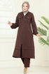 Önden Fermuarlı Cepli Takım 2715SL432-MS Koyu Kahve - Thumbnail