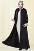 Önden Fermuarlı Pardesü Ferace 2190EDM718-MS Siyah - Thumbnail