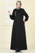 Önden Fermuarlı Pardesü Ferace 2190EDM718-MS Siyah - Thumbnail
