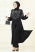 Önden Yırtmaçlı Şık Takım 8062ABK1075-MS Siyah - Thumbnail