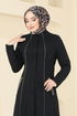 Önü Biyeli Tivit Ferace PL9077-MS Siyah - Thumbnail