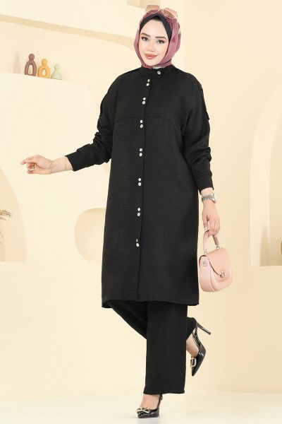 D.V.L. - Önü Çıtçıtlı Sofia Takım 442DVL817-MS Siyah