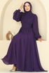 Önü Drapeli Şifon Abiye 5694EDF311-MS Mor - Thumbnail