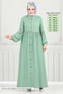 Önü Düğmeli Bürümcük Elbise 406DVL897-M Açık Mint - Thumbnail