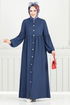 Önü Düğmeli Bürümcük Elbise 406DVL897-M Laci - Thumbnail