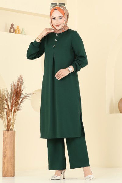 D.V.L. - Önü Pile Detaylı Takım 457DVL817-MS Zümrüt