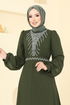 Önü Taşlı Şifon Abiye 2425ANT904-M Haki - Thumbnail