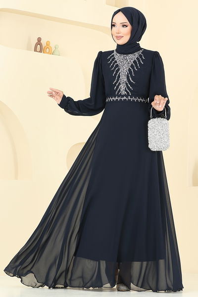 MRV A.N.T. - Önü Taşlı Şifon Abiye 2425ANT904-M Laci - 358302