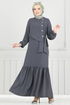 Önü Taşlı Tesettür Elbise 2680SL432-MS Antrasit - Thumbnail